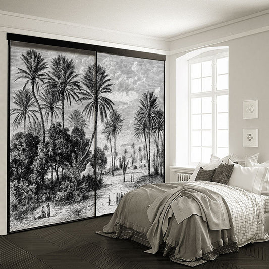 Une chambre élégante sublimée par une porte de placard en aluminium et toile tendue