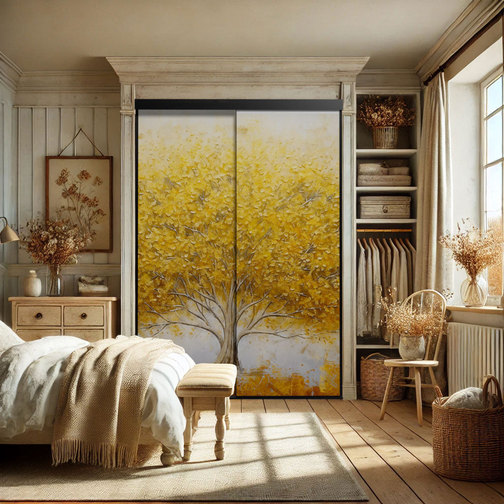 Porte de placard coulissante chambre : l’atout déco d’une ambiance campagne chic