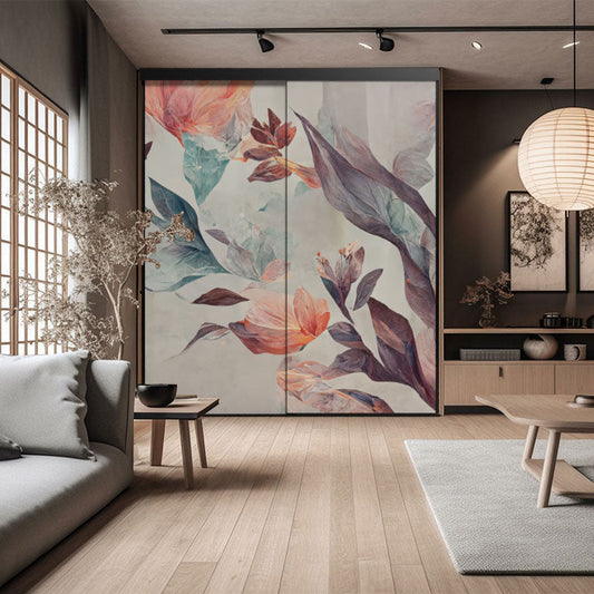 Une ambiance zen et poétique grâce à la porte de placard décorative